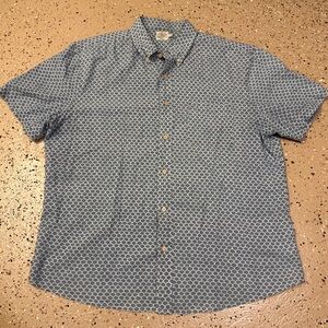 Faherty Stretch Playa Button Up Shirt Fish Scale Redux Short Sleeve Men’s L